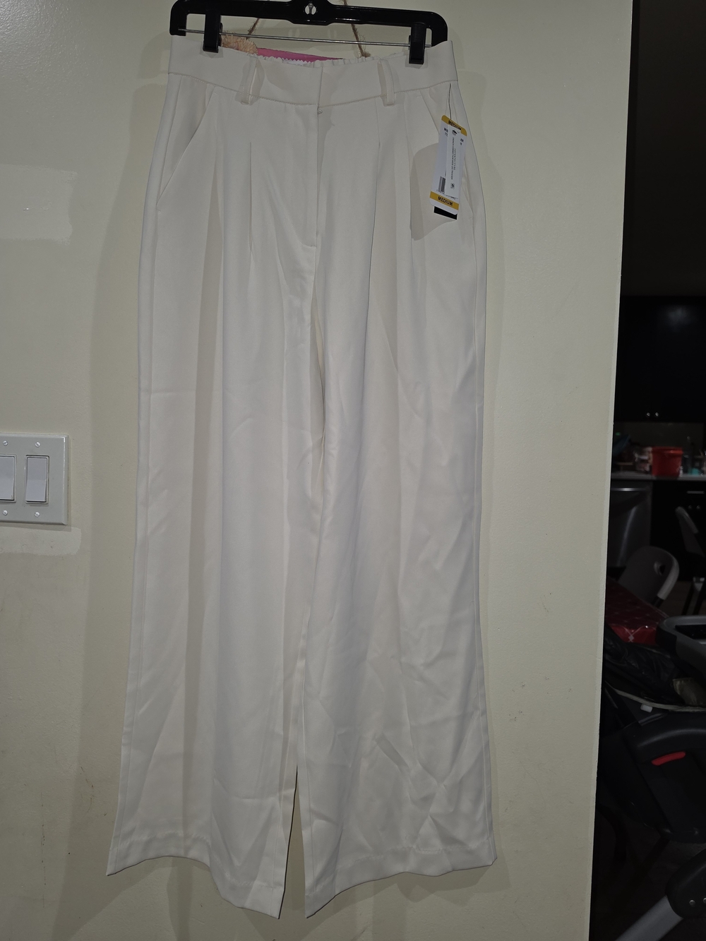 French Connection Ivory Wide-Leg High Waist Trousers Size M - Picture 4 of 8